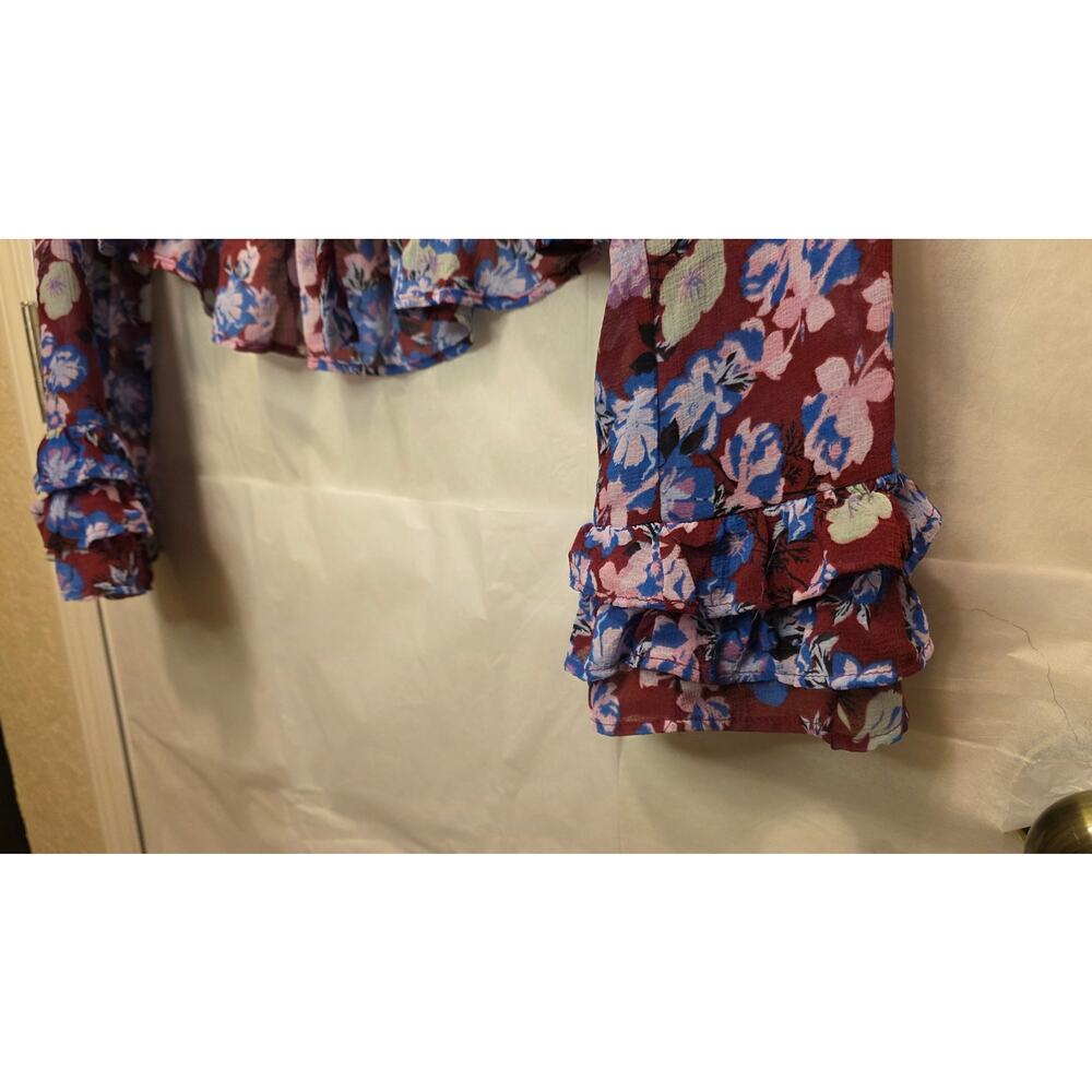 Nwt Free People Floral Maybel Shiraz Combo Peplum long sleeve Crop Top XS - Picture 4 of 12